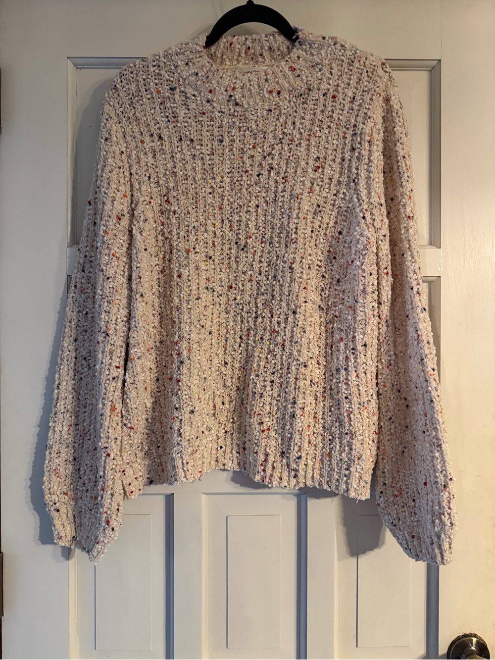 JohnPaulRichard Cream Speckled Ribbed Turtleneck Sweater